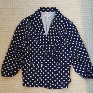 Dressbarn Navy and White Polka Dot Blazer